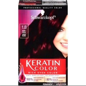 2x Schwarzkopf Keratin Color Permanent Hair Color Cream, 1.8‎ Ruby Noir